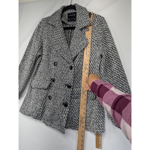 Bloomchic Black White Herringbone Double Breasted Blazer Jacket Coat US 10 - Picture 5 of 10